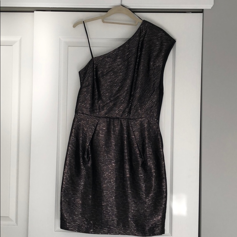 PRICE⬇️ ABS One Shoulder Bronze Shimmer Dress